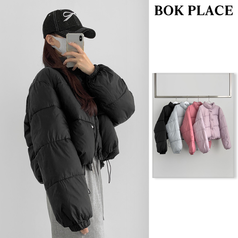 【BOK PLACE】Avant Fit Pastel High Neck Cute Light Padding