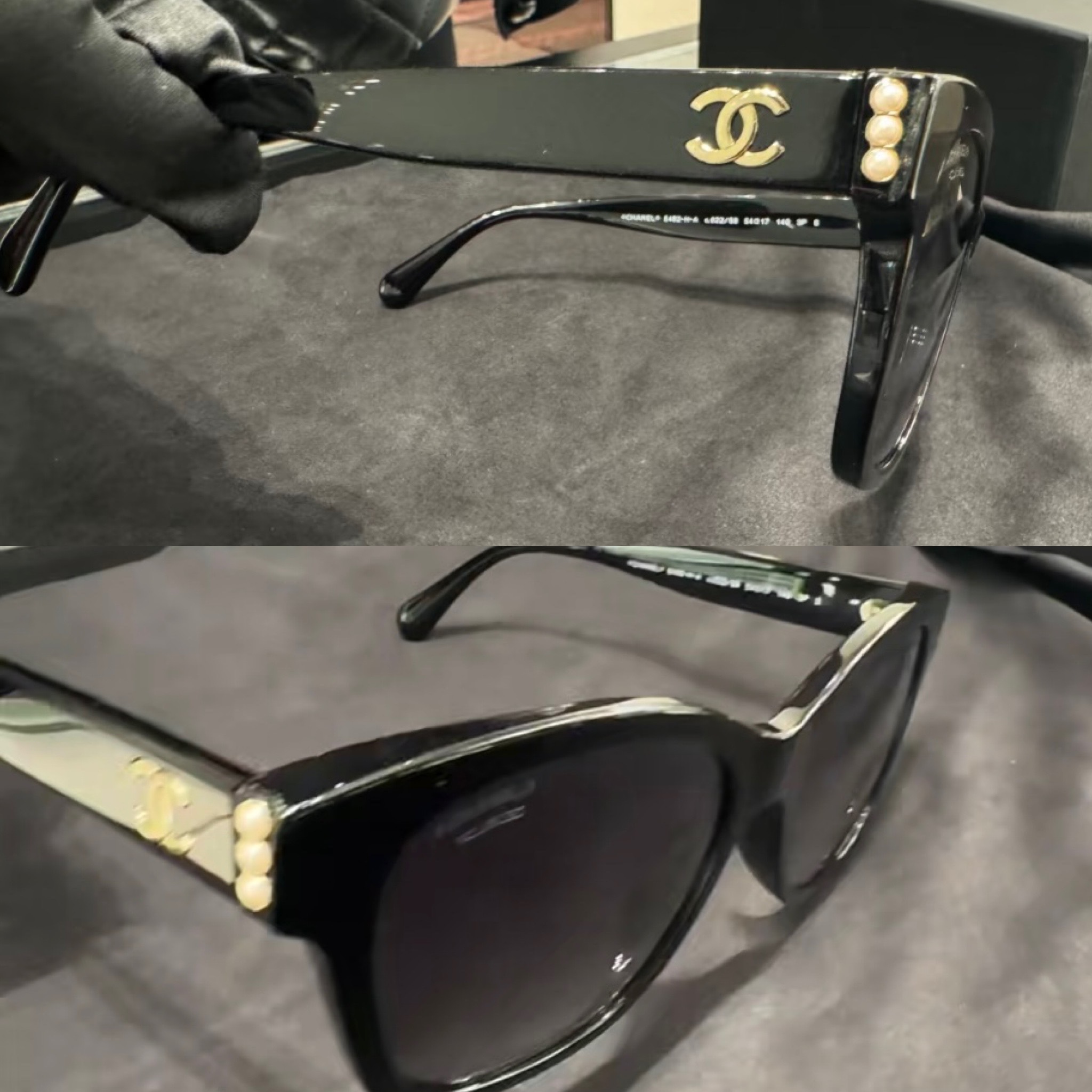 さりげない小粒パールとCCマークが可愛い CHANEL サングラス