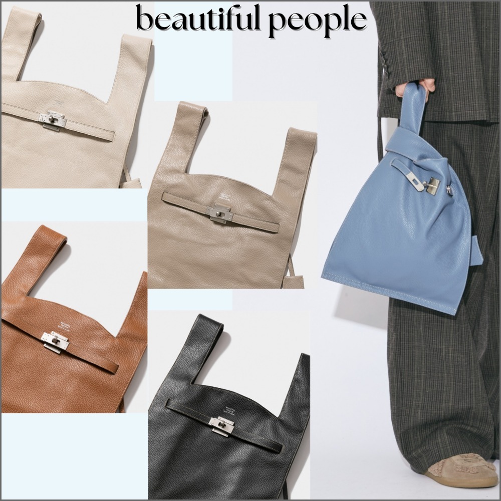 【beautiful people】large market bag in shrink leather