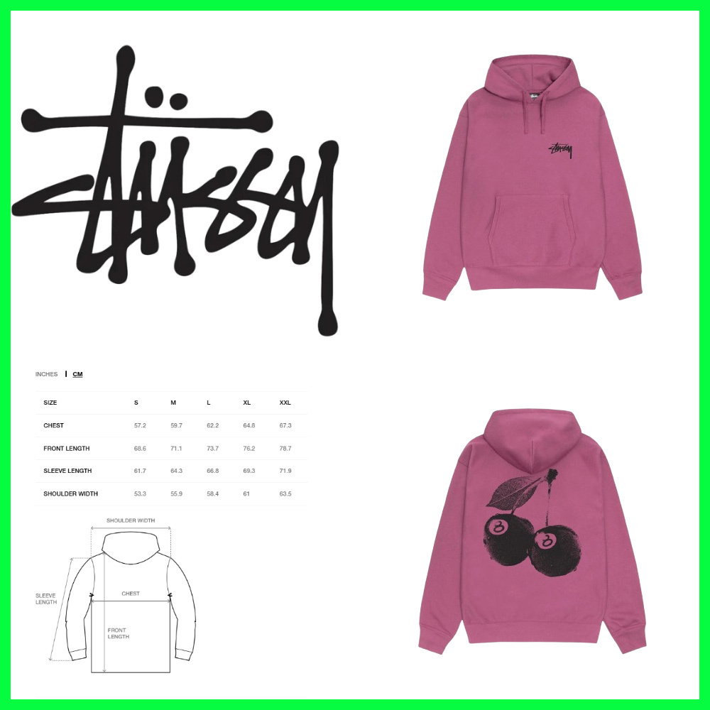★Stussy Cherries Hoodie Berry★