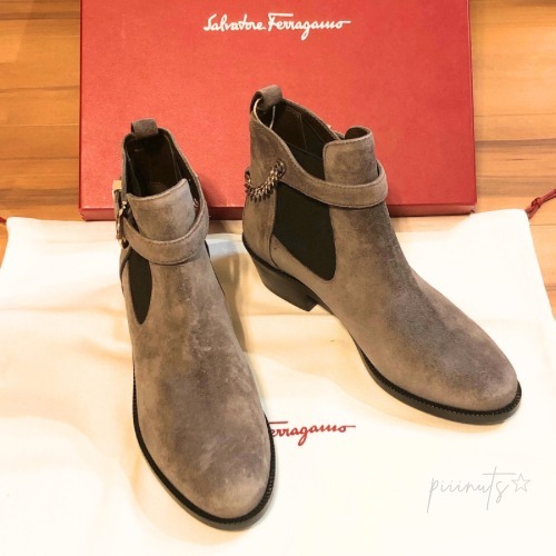 関送込【FERRAGAMO】ガンチーニ バックル アンクルブーツ Salvatore Ferragamo フェラガモ ガンチーニ ショートブーツ