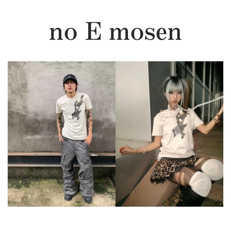 送料関税込 【NO E MOSEN】 Burnt Guitar Print Short Sleeve