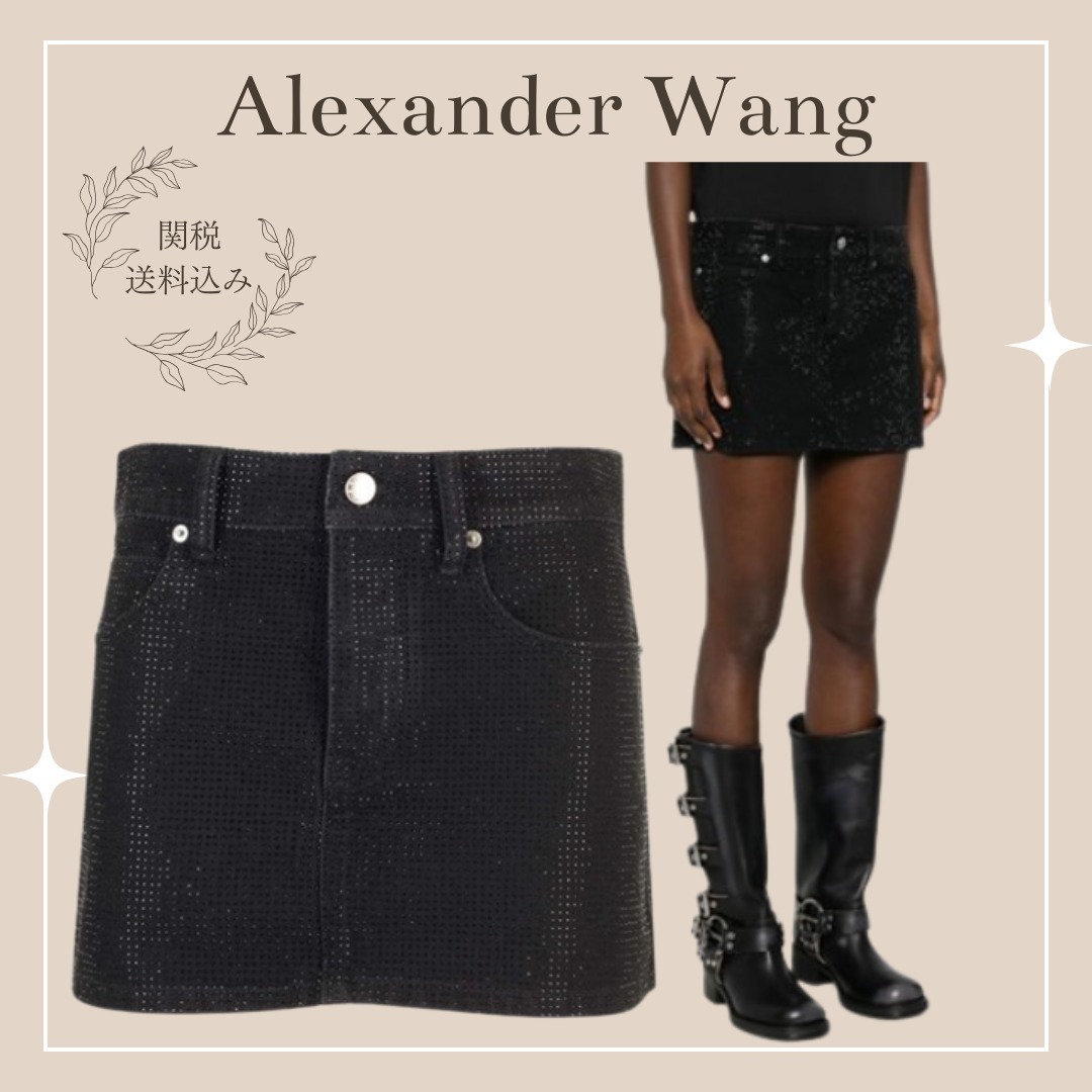 新作☆【Alexander Wang】Embellished mini skirt