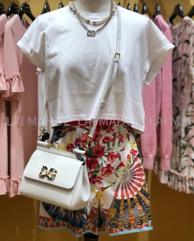 DOLCE & GABBANA レディース ロゴ ホワイト レザー バッグ