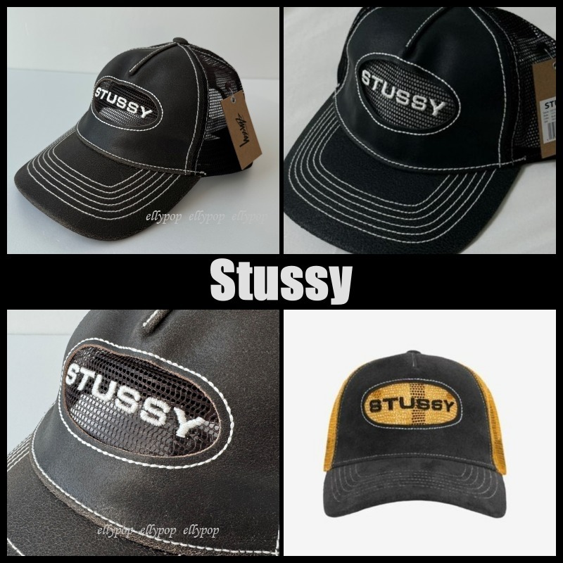 Stussy Low Pro Trucker Cut-Out Leather Snapback ステューシー