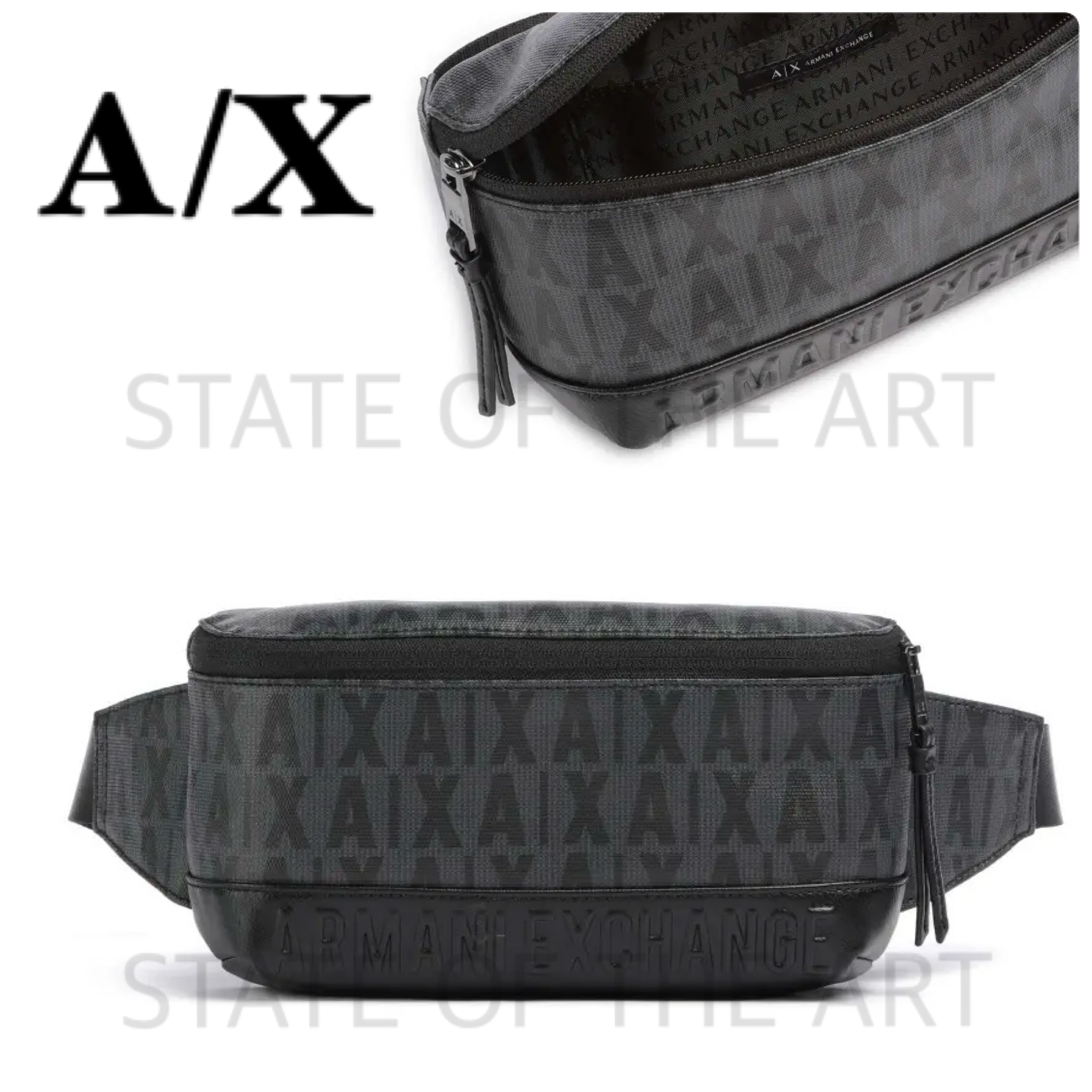 A/X Armani Exchange オールオーバー ロゴ ベルト クロスボディ