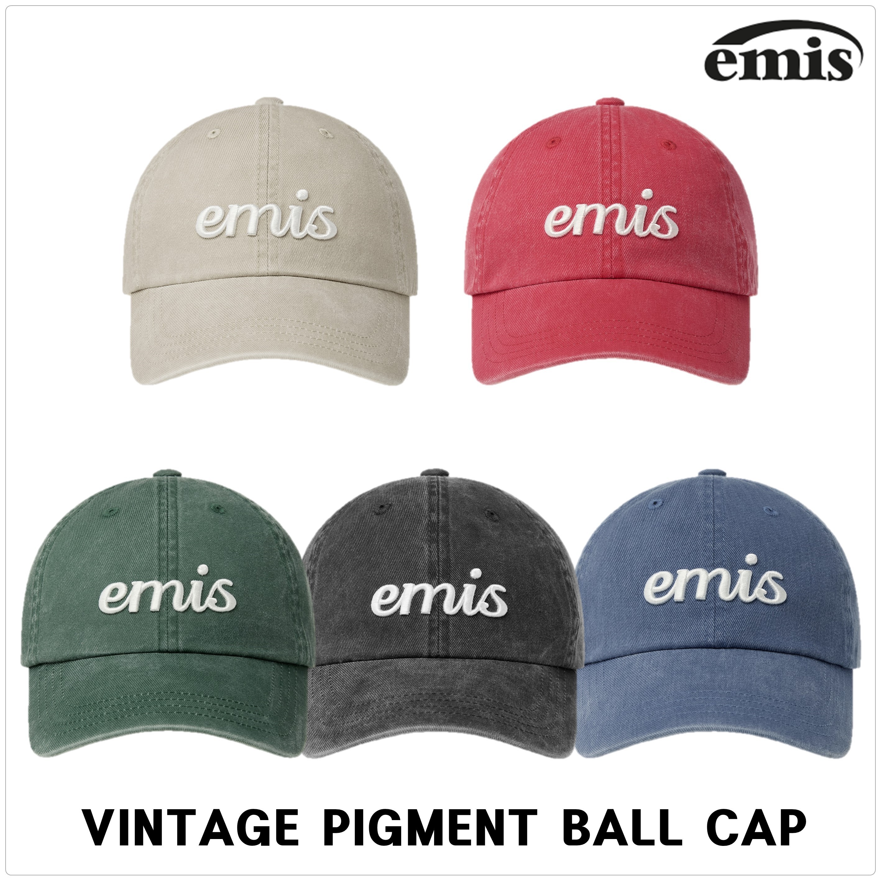 [EMIS] VINTAGE PIGMENT BALL キャップ★新作・24AW★韓国★