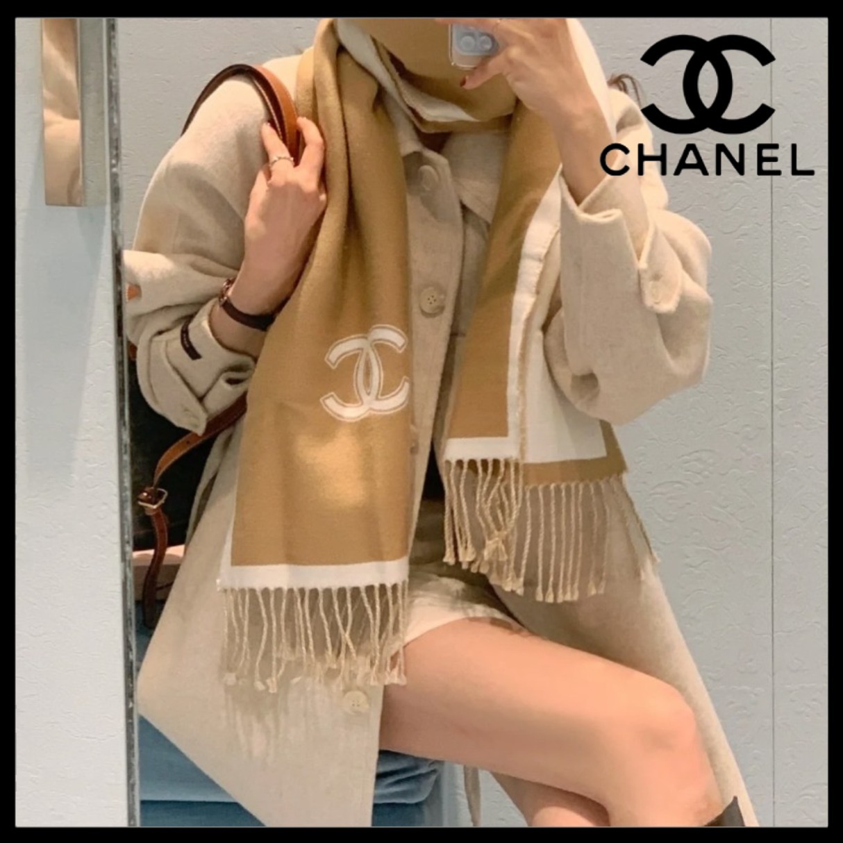 ◆秋冬の大人の着こなし☆◆【CHANEL】CCロゴマフラー ストール