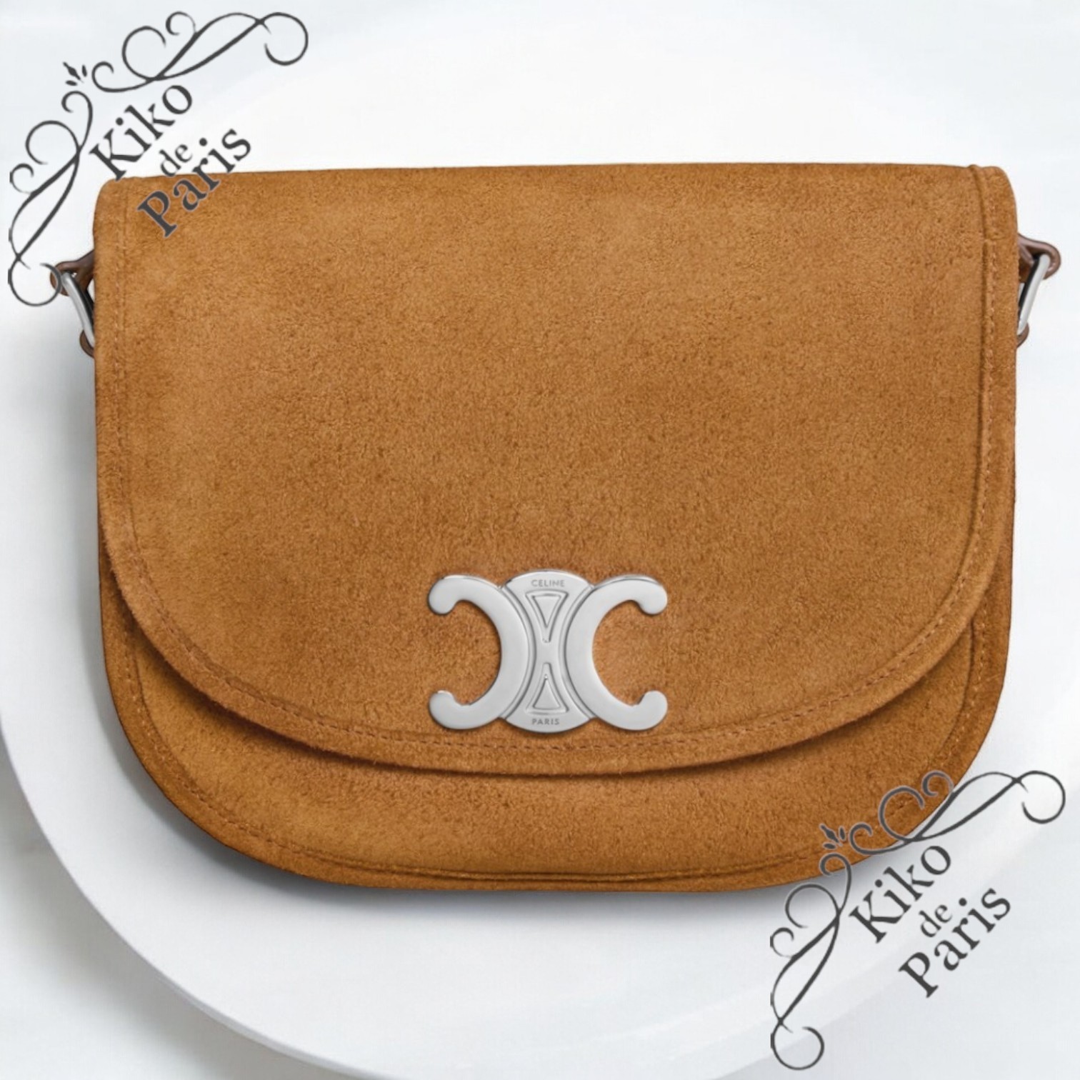 CELINE ミディアム ブザス トリオンフ スエード バッグ