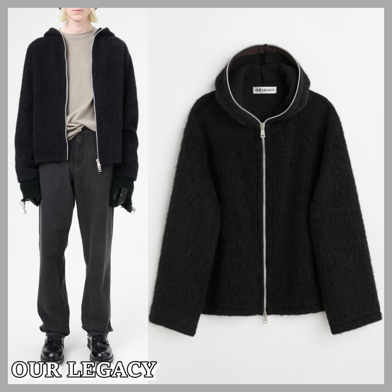 【OUR LEGACY】FULL ZIP HOOD Black Hairy Wool（送料込み）