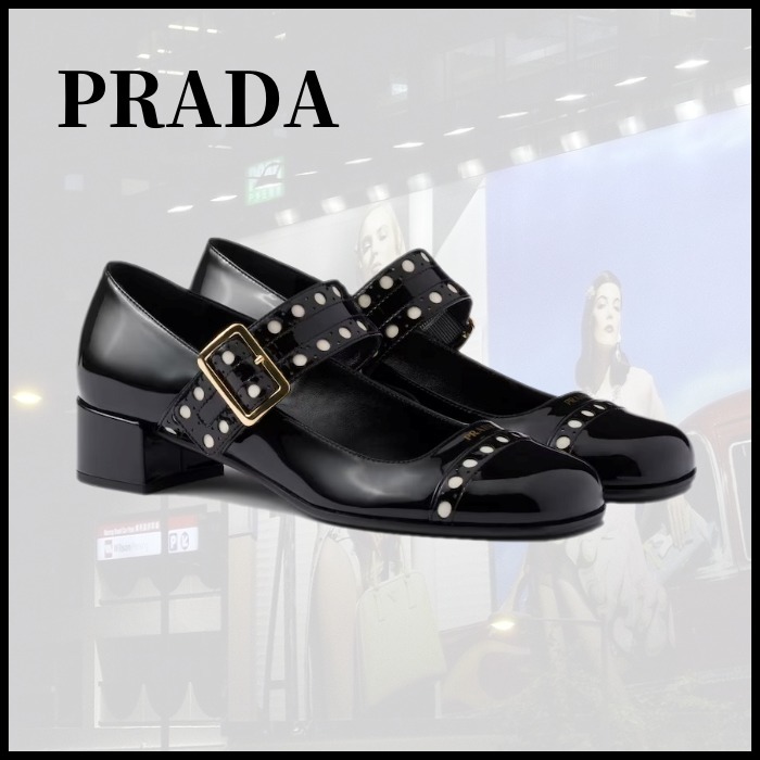 ■PRADA プラダ パテントレザー メリージェーン パンプス