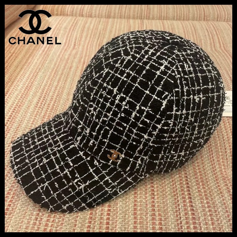 ツイードの格子が描くモダンなスタイル♪】CHANEL キャップ
