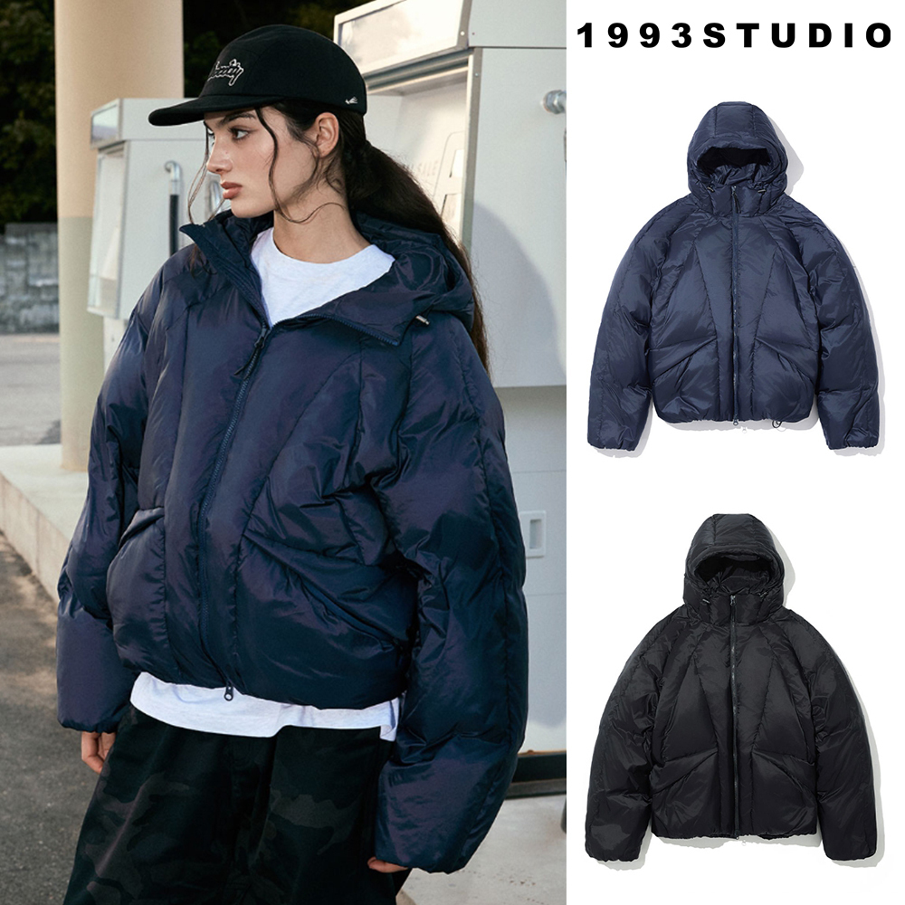 【1993studio】24FW★ Symbol Logo Hood Short Down