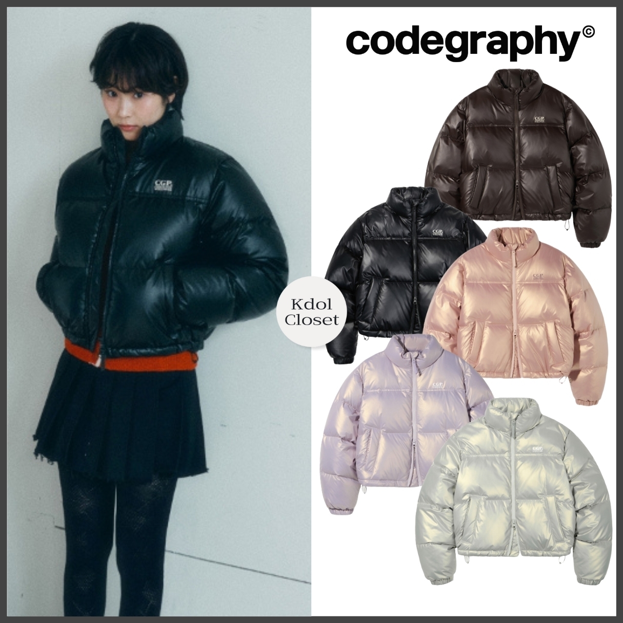 ダウンジャケット・コート [CODEGRAPHY] RDS GLOSSY DUCK DOWN PUPA SHORT PADDED JACKET