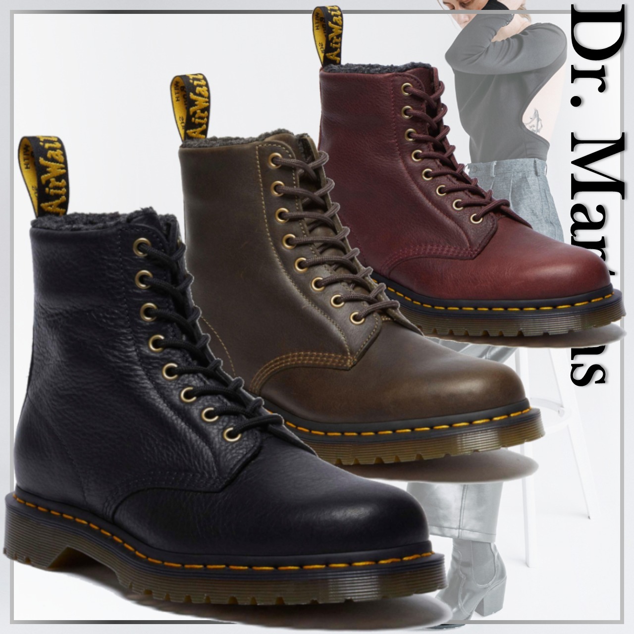 Dr. Martens 1460 フェイクファー 裏地付き レースアップブーツ