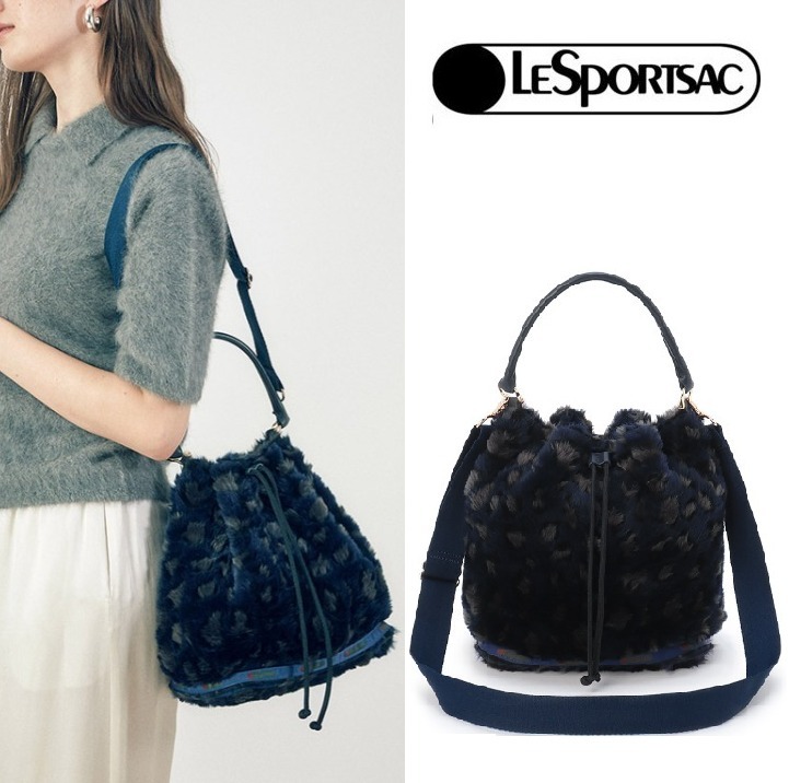 国内完売●LeSportsac●ミッドナイトレオパードファー●2way Bag