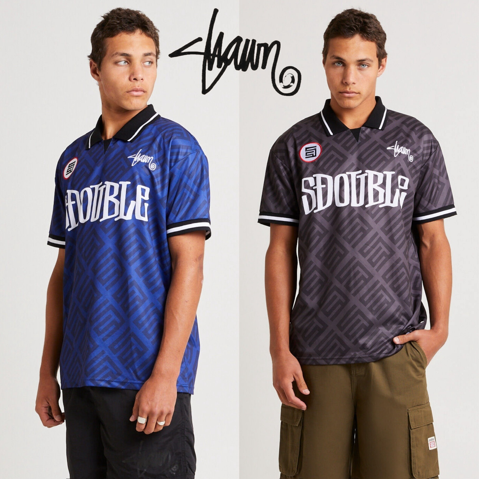 Stussy エスダブル ステューシー ポロシャツ 黒 ブラック 青