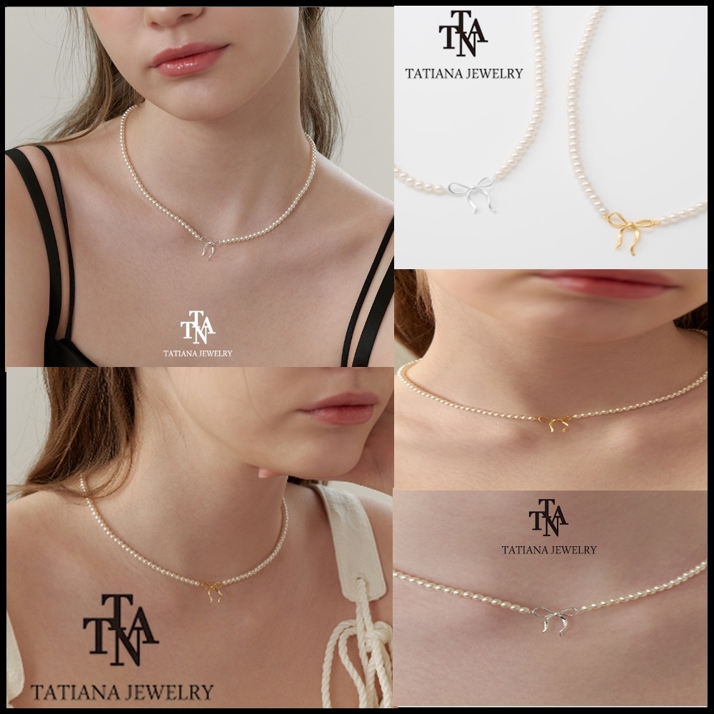 ★韓国大人気★TATIANA★(Silver925) Ribbon Tie Pearl Necklace