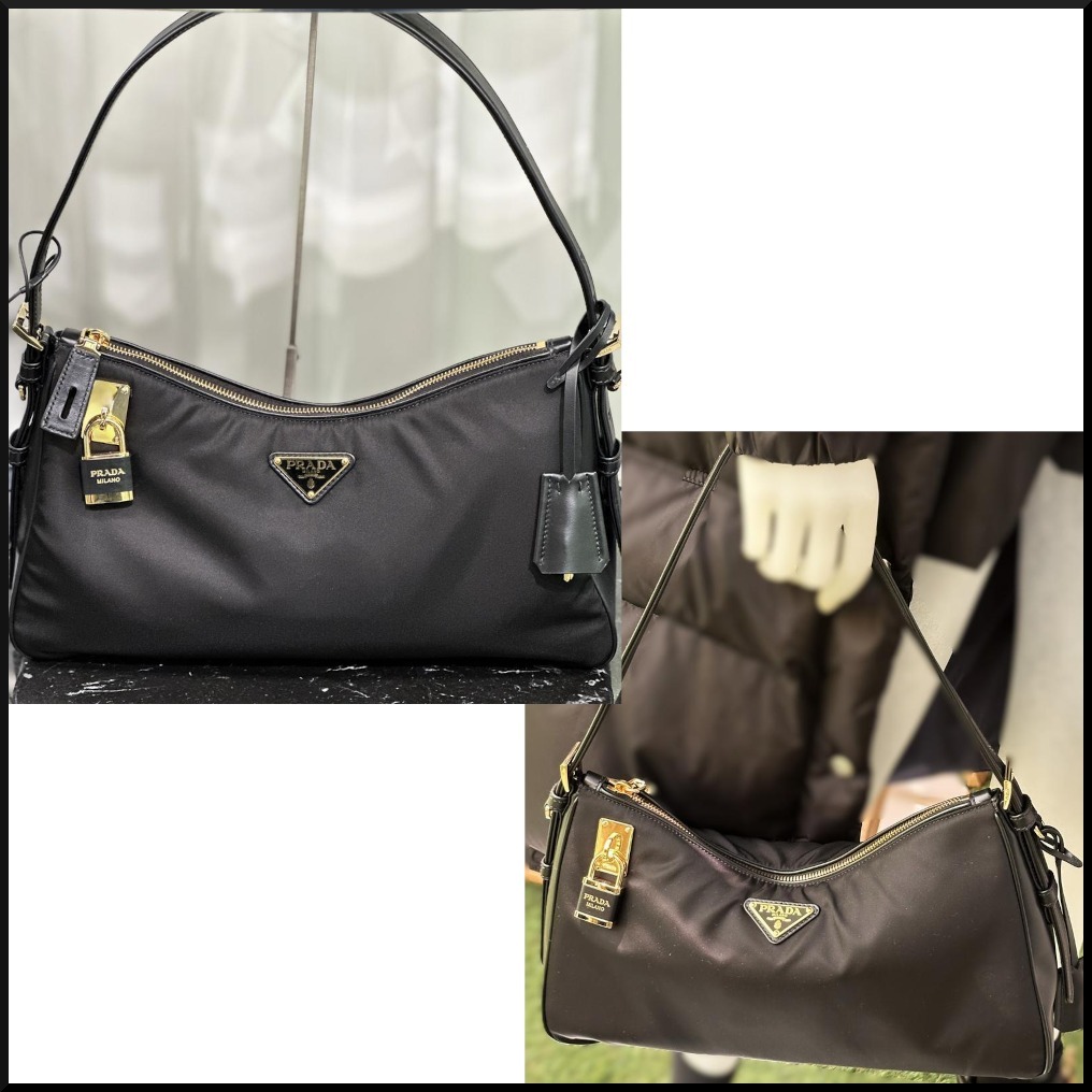 25新作 PRADA エメ ラージ Re-Nylon レザー ショルダーバッグ