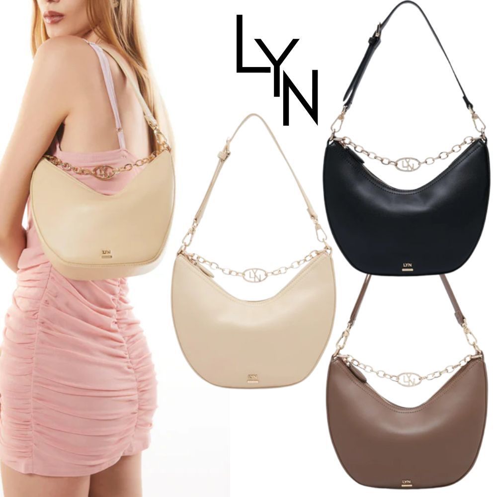 LYN チェーン  ショルダー ホーボーバッグ ジッパー ２WAY