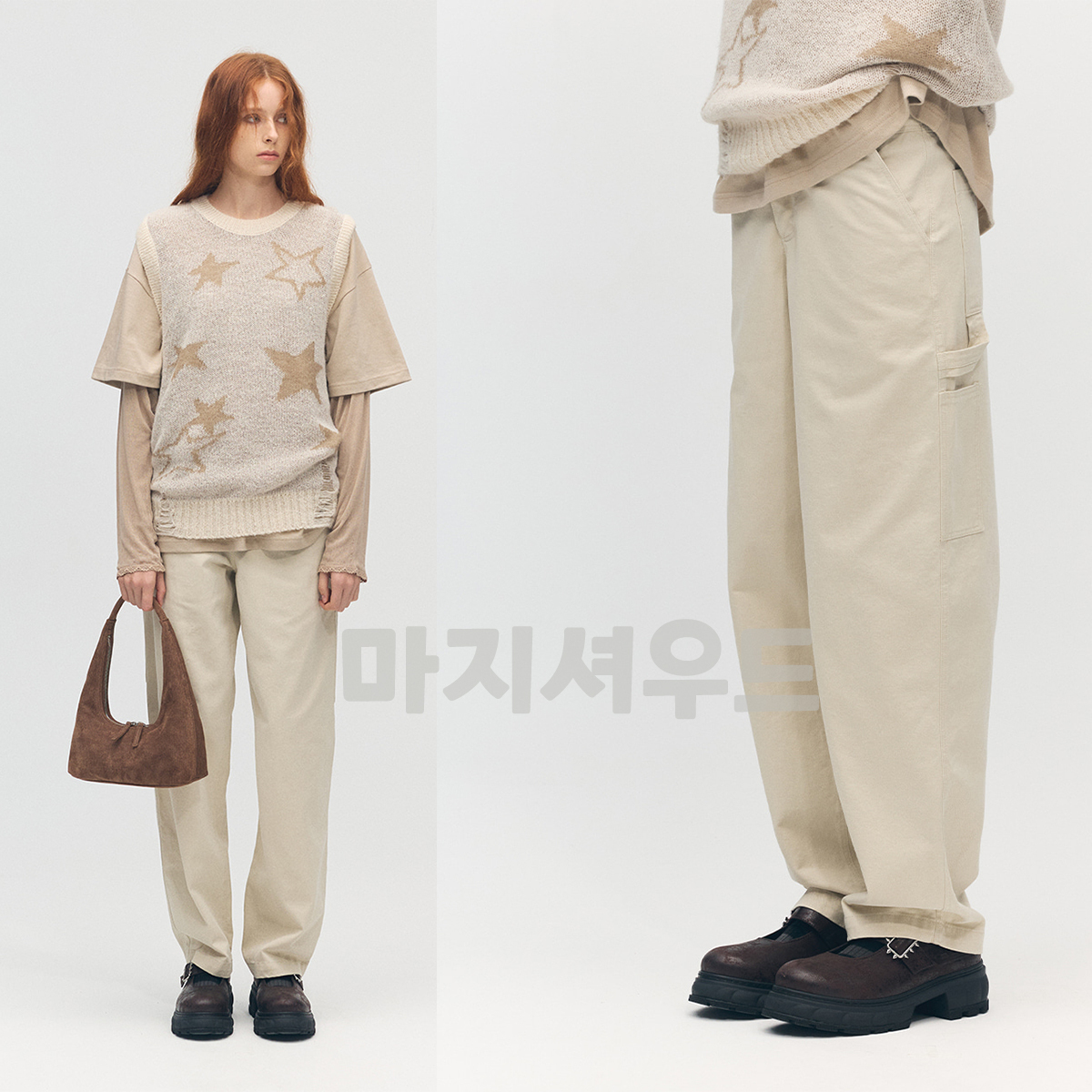 [Margesherwood ] / ☆ WASHED WORK CURVE PANTS / light beige