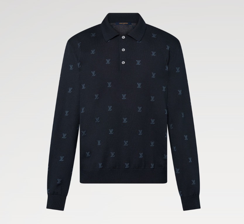 Louis Vuitton《長袖ポロシャツ》紺色 ウール LV Blason 直営店