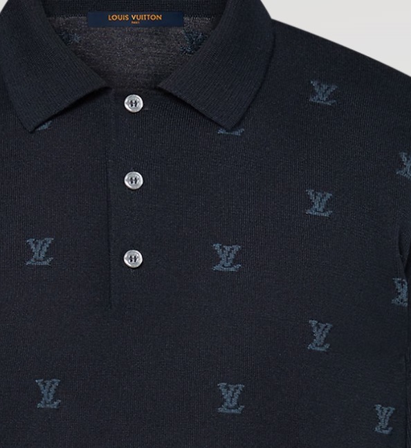 Louis Vuitton《長袖ポロシャツ》紺色 ウール LV Blason 直営店