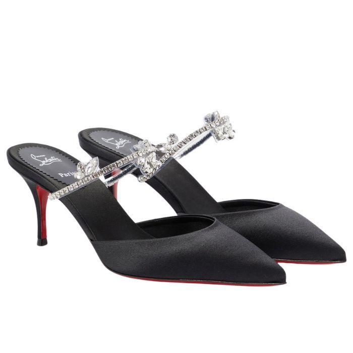 Christian Louboutin★クリスタル サテン ロゴ ミュール★関税込