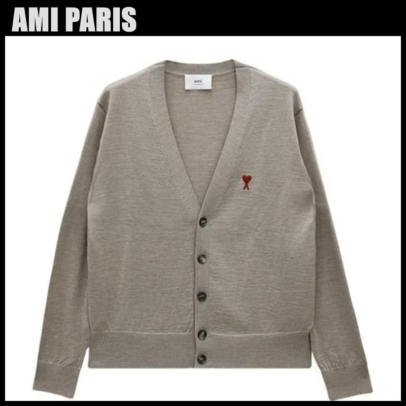 AMI】☆送料・関税込☆ハートロゴメリノウールカーディガン (AMI