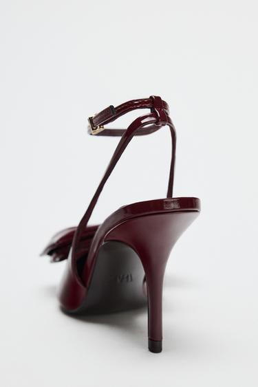 すぐ届く】ZARA リボン付スティレットヒール スリングバック