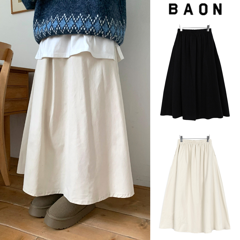 【BAON】Kiruni banding flare long skirt