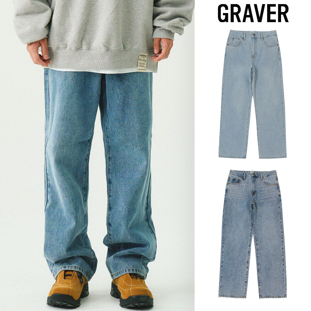 【GRAVER】24FW★ Wide Washing Denim Pants