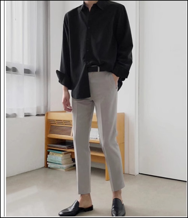 韓国 お洒落 ルーズ ドレープ スーツ パンツ