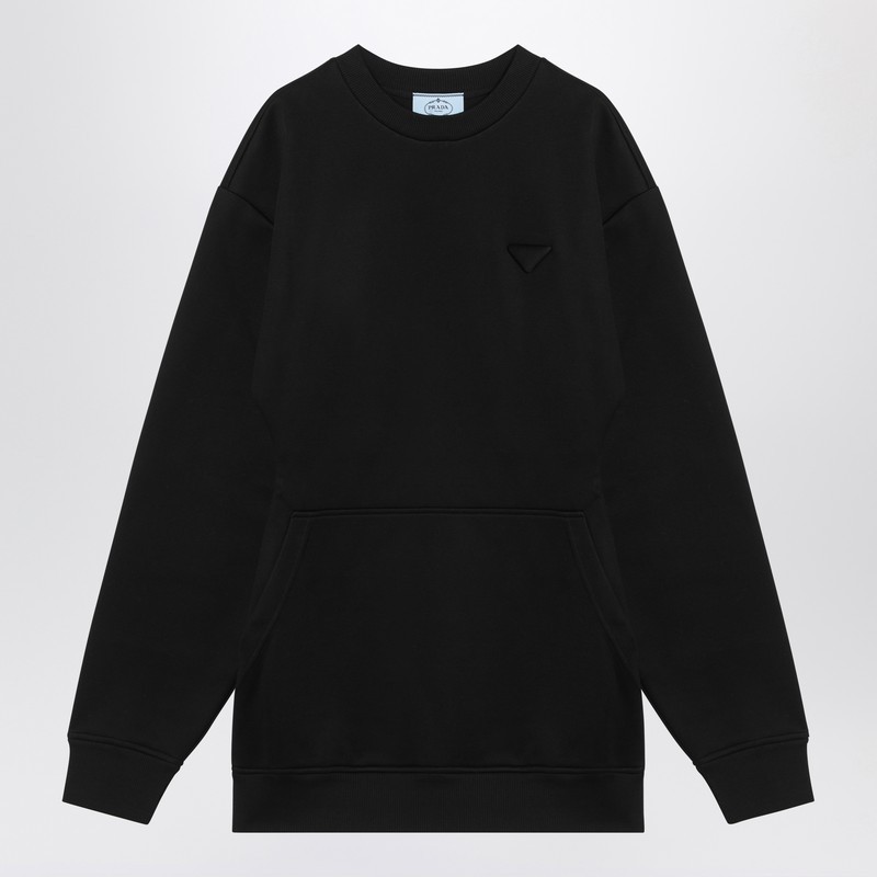ワンピースその他 Prada Black short plush dress with logo triangle