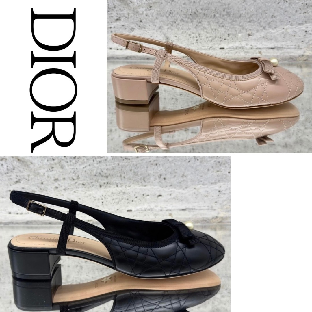 Dior Ballet キルティング カーフスキン スリングバックパンプス