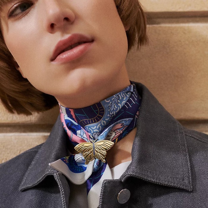 【HERMES】エルメス スカーフリング 《パピヨン》ツイリーリング