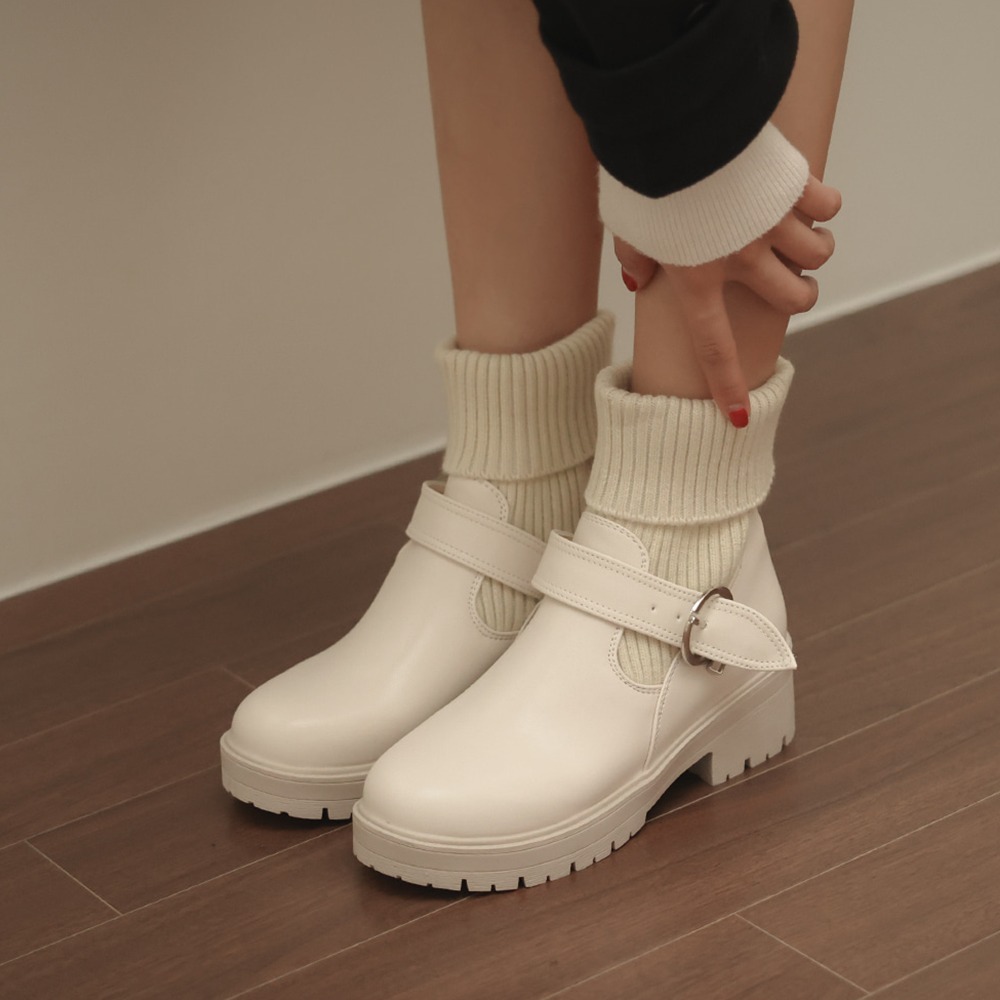 ショートブーツ・ブーティ [voga]Tailored Knitwear Ankle Boots (5 cm, 2 color)