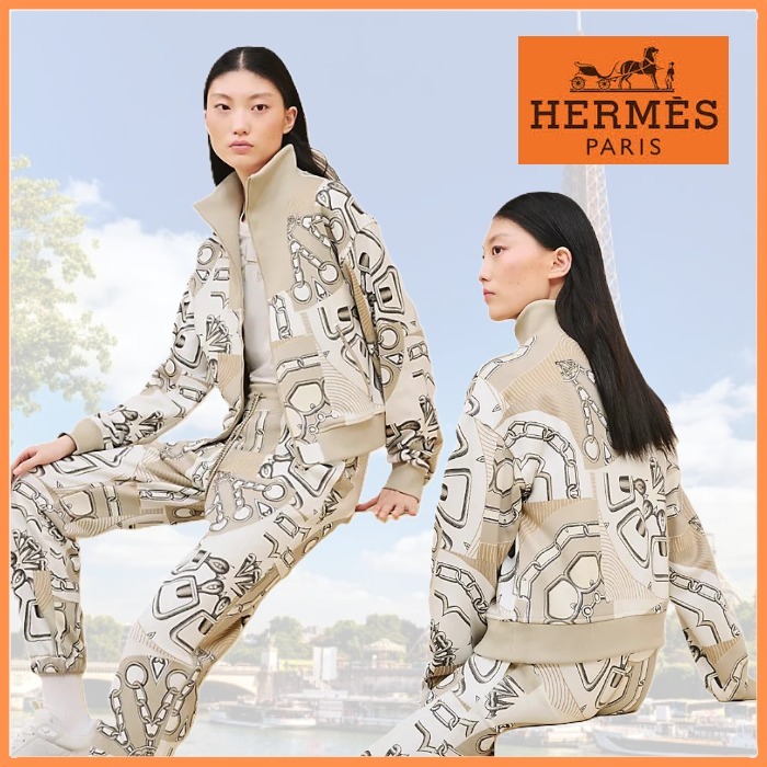 【大人気】HERMES プリントのジップ付きジャケット
