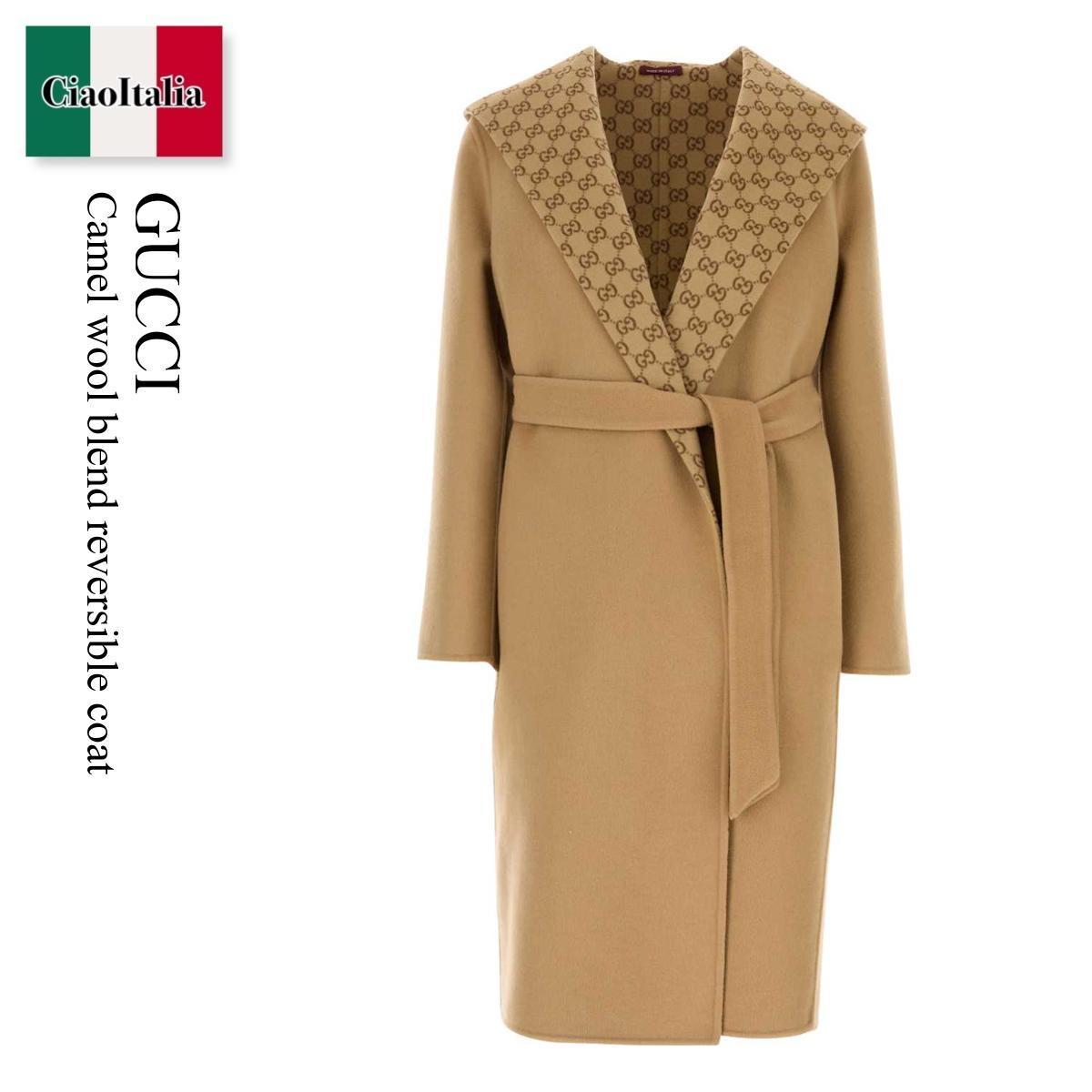 コート Gucci Camel Wool Blend Reversible Coat