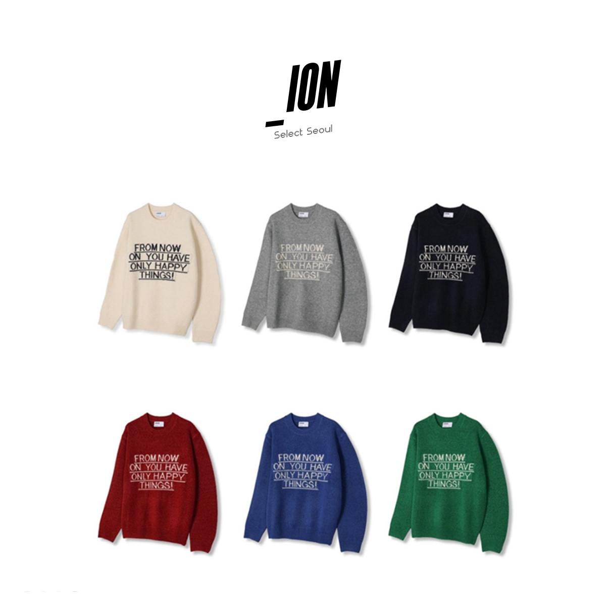 【IONSEOUL】Happy Intarsia Round Knit 4JH599