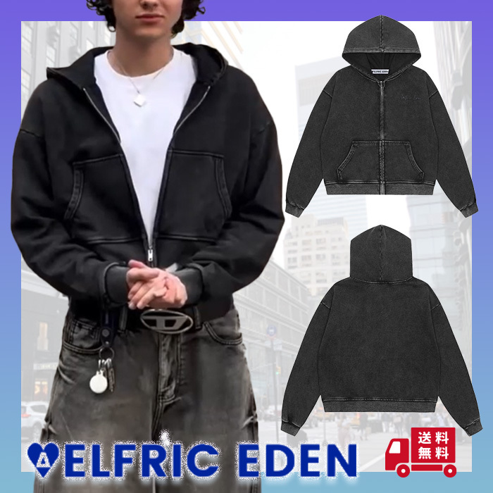 【Aelfric Eden】ウォッシュブラック ショート丈パーカー*送料込