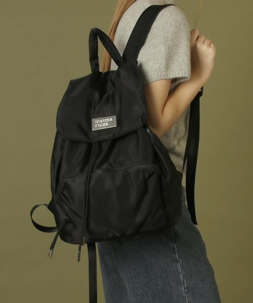トートバッグ masmarulez 304 Nylon draw flap backpack Black 5011756529
