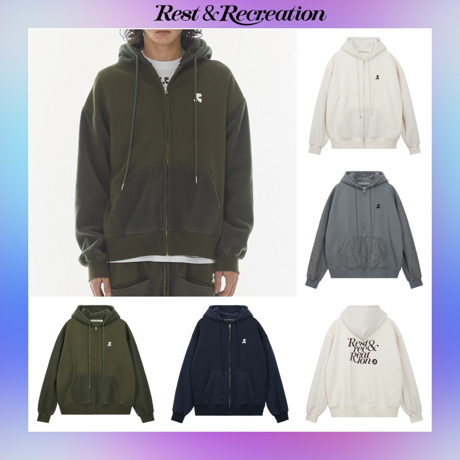 【Rest&Recreation】韓国人気★ COLORATION FLEECE HOOD ZIP-UP
