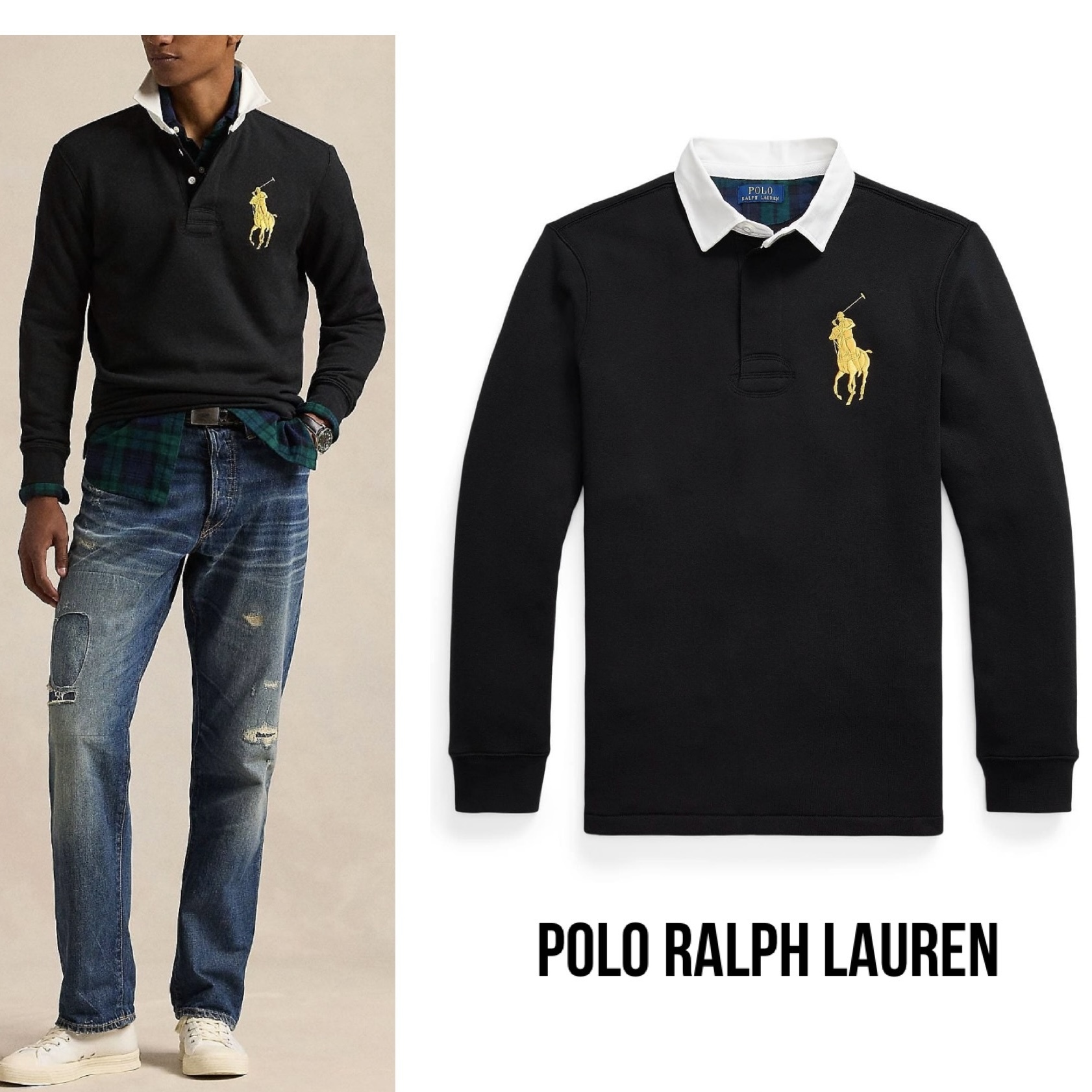 送料関税込み☆POLO RALPH LAUREN ロゴ ポロネック スウェット