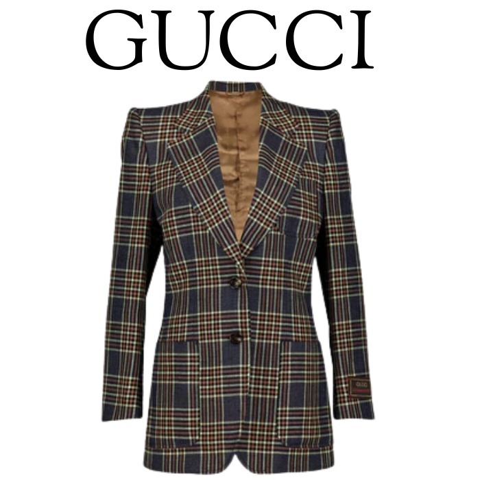 セール【GUCCI】シングルブレスト チェッカー ブレザー
