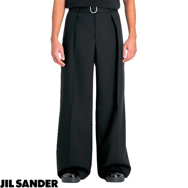 JIL SANDER ジルサンダー ベルトウールワイドパンツ ブラック
