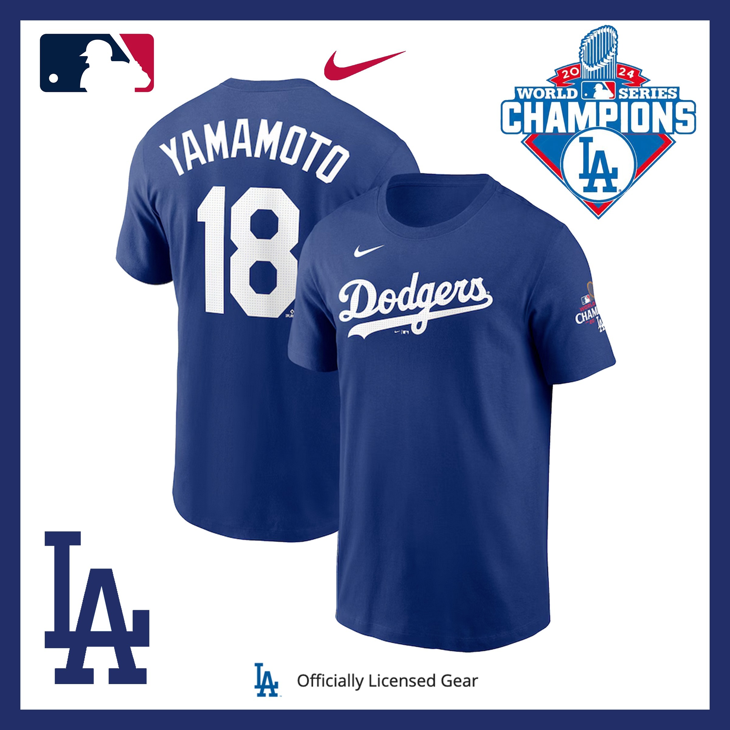 ☆World Champion 2024☆ドジャース公式 山本由伸 No.18 Tシャツ