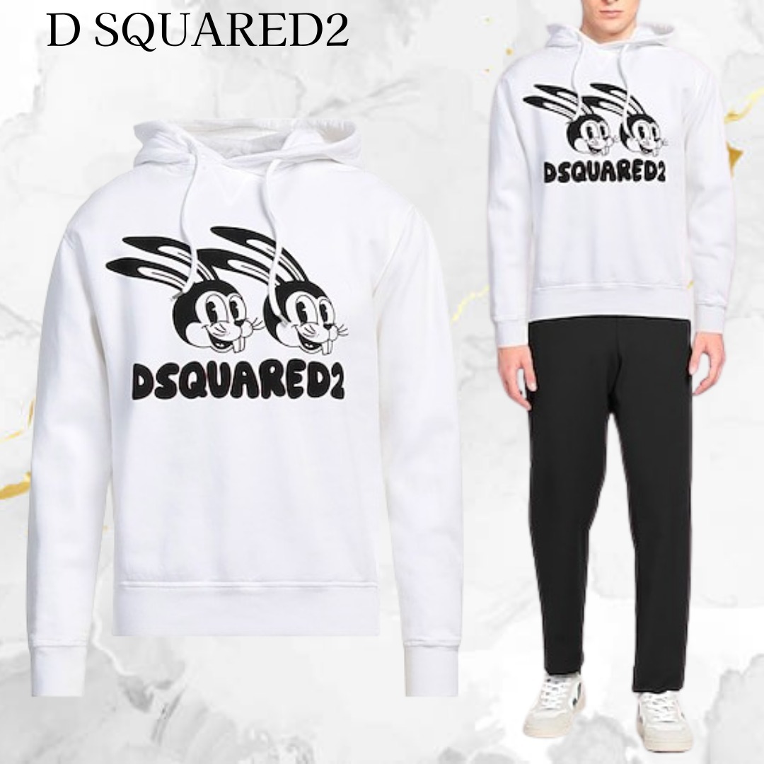 D SQUARED2☆長袖 ラビット ロゴ フード付き スウェット
