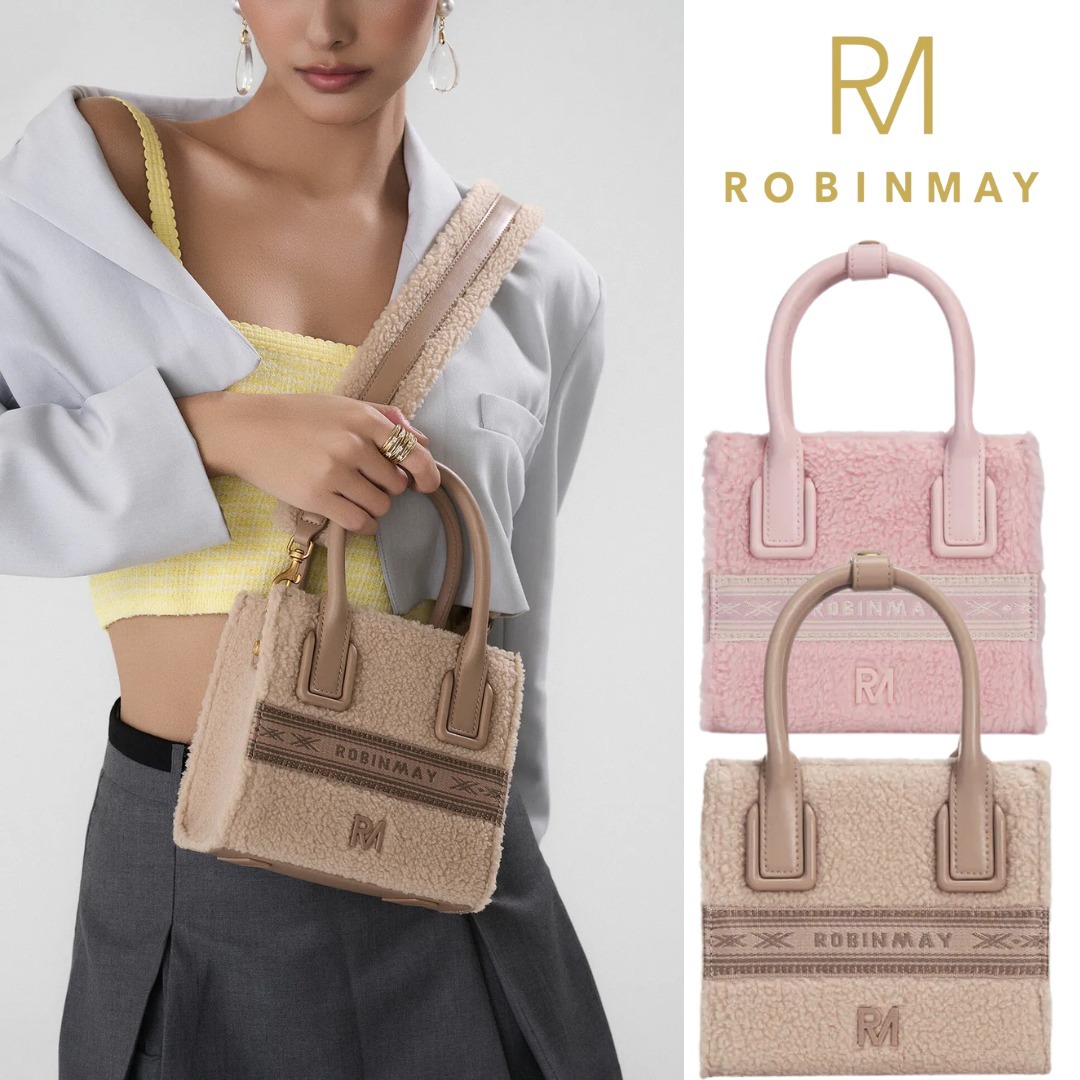 台湾 ROBINMAY ラムウール スクエア ハンドバッグM B257