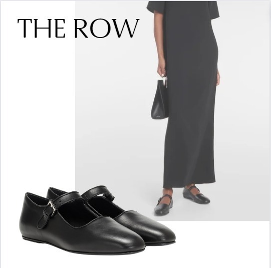 【THE ROW】エヴァ レザー バレエ シューズ ブラック